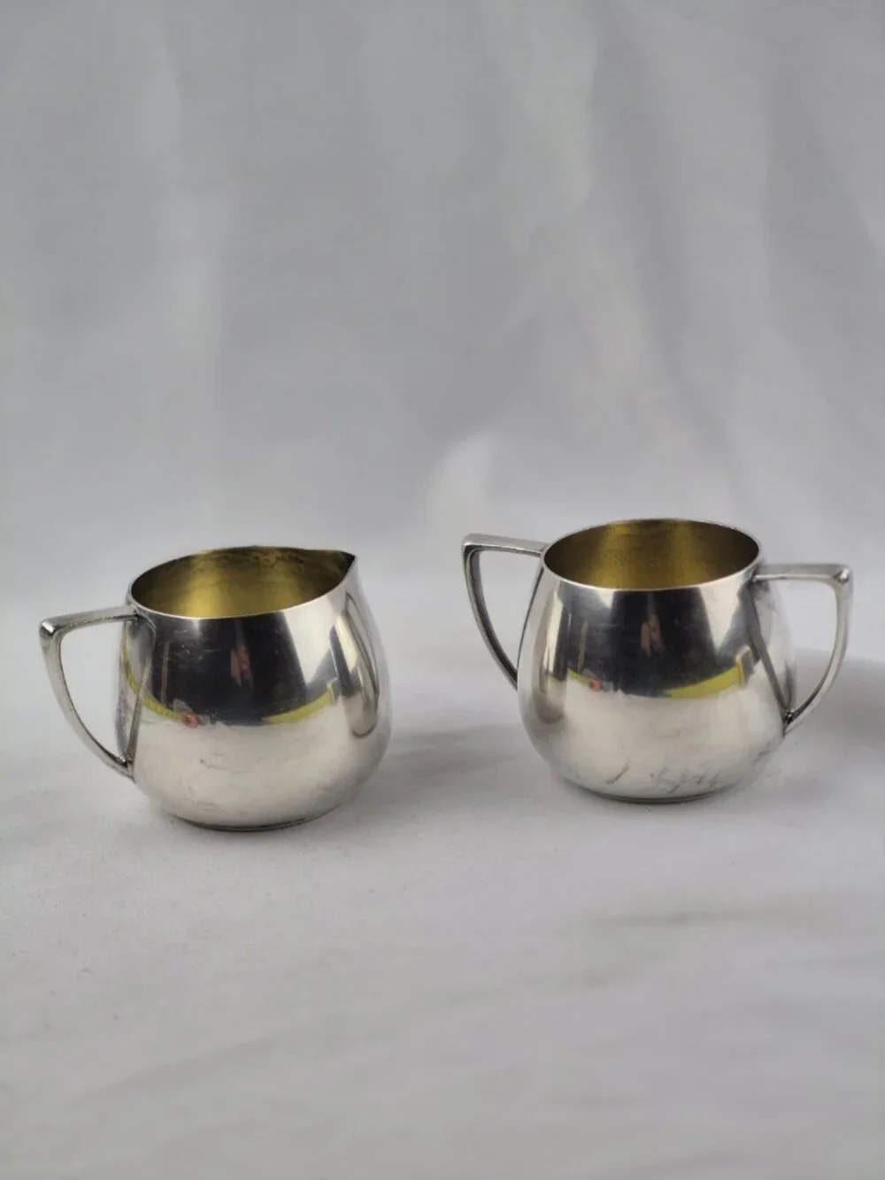 Mid Century Empire Crafts Quadruple Silver Plated Creamer & Sugar Bowl Set